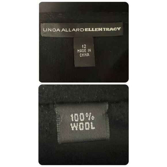 Ellen Tracy Fringe Trim Wool Felt Pencil Skirt 12 Black - Picture 8 of 8